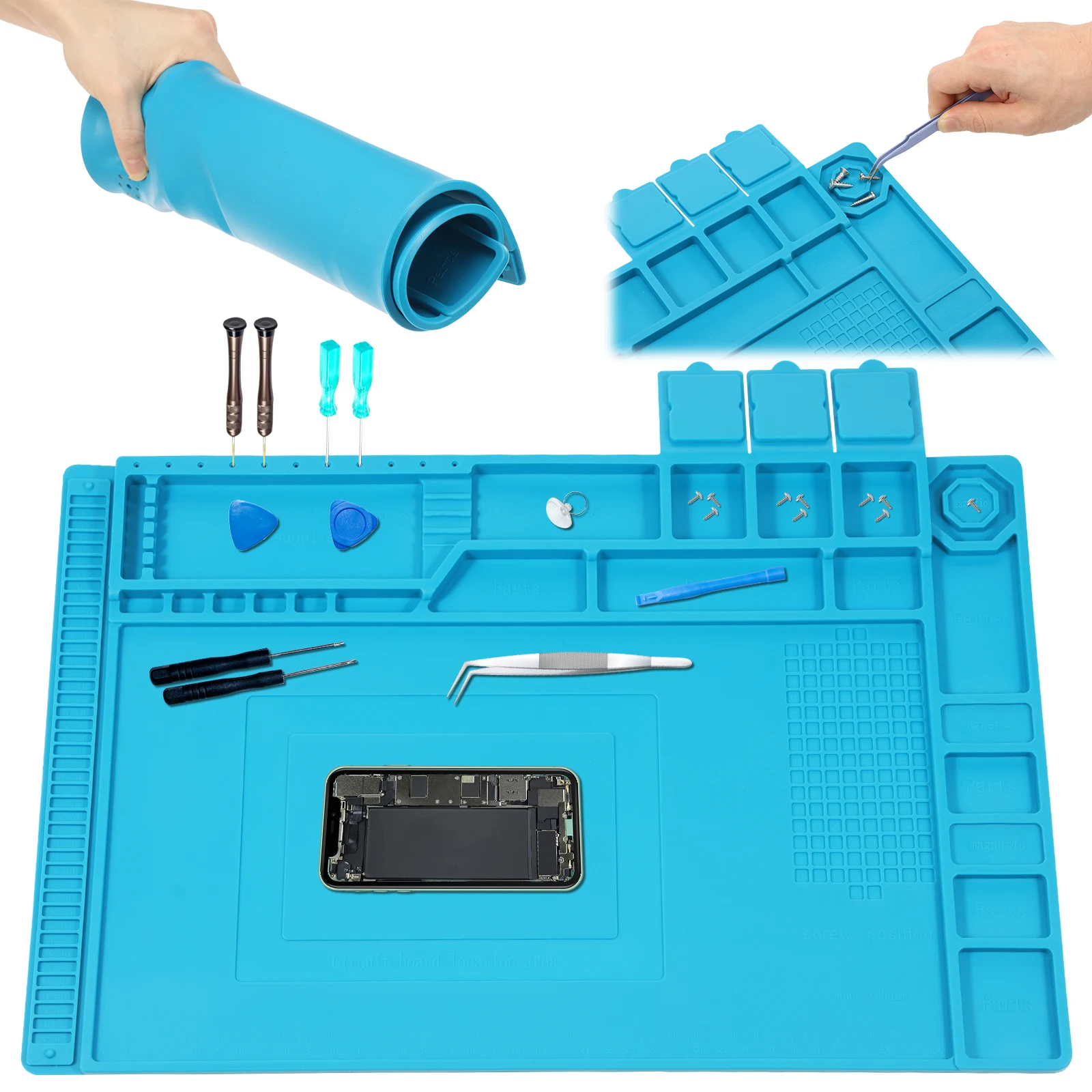 Electronics Repair Mat - 45x30cm siliconen soldeermat hittebestendig groot antistatisch
